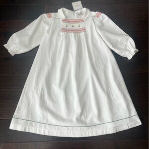 NWT Hadas White Baby Doll Dress with Smocking; size 10